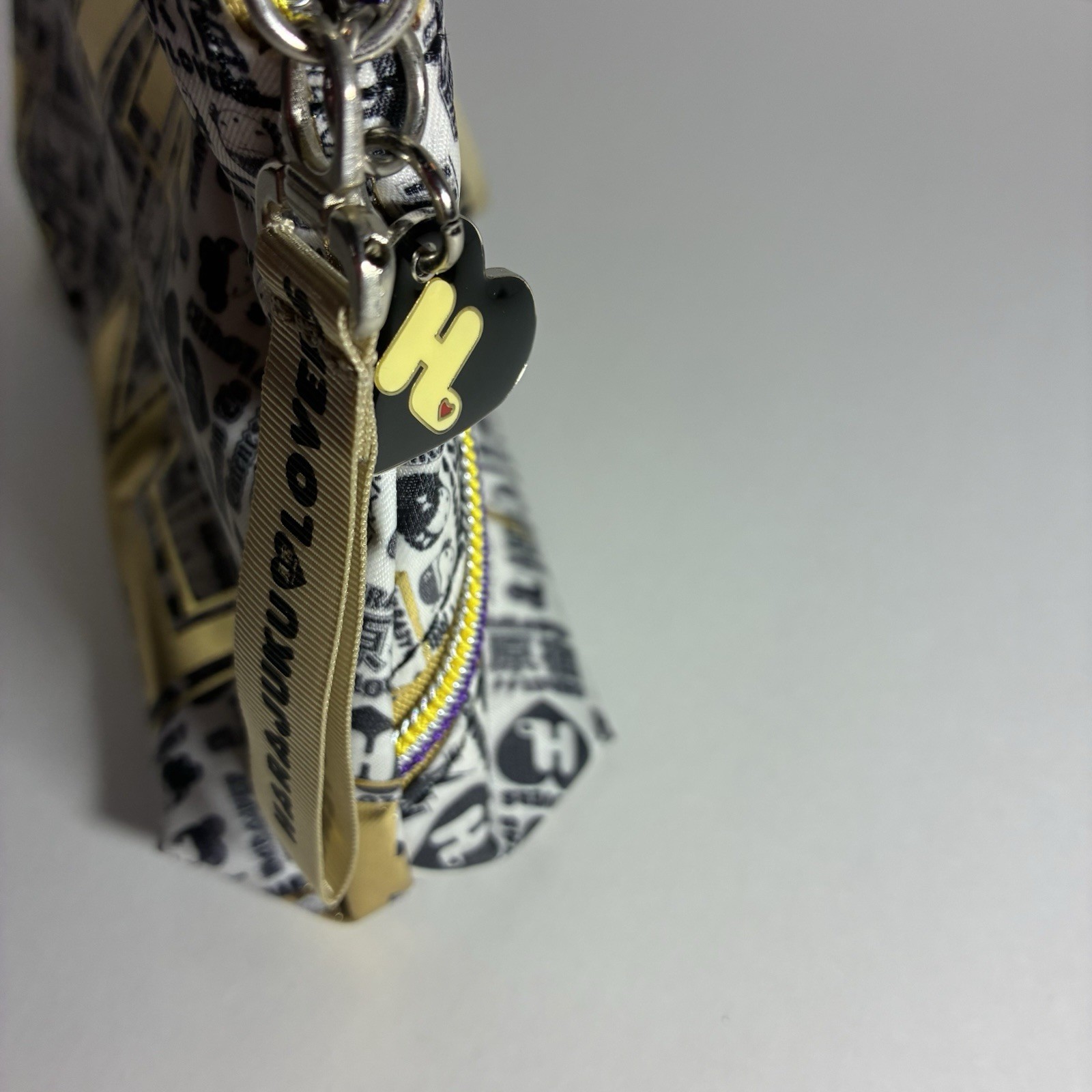 Gwen Stefani Harajuku Lovers Black & White Cosmetic Bag Gold Lightning Bolt