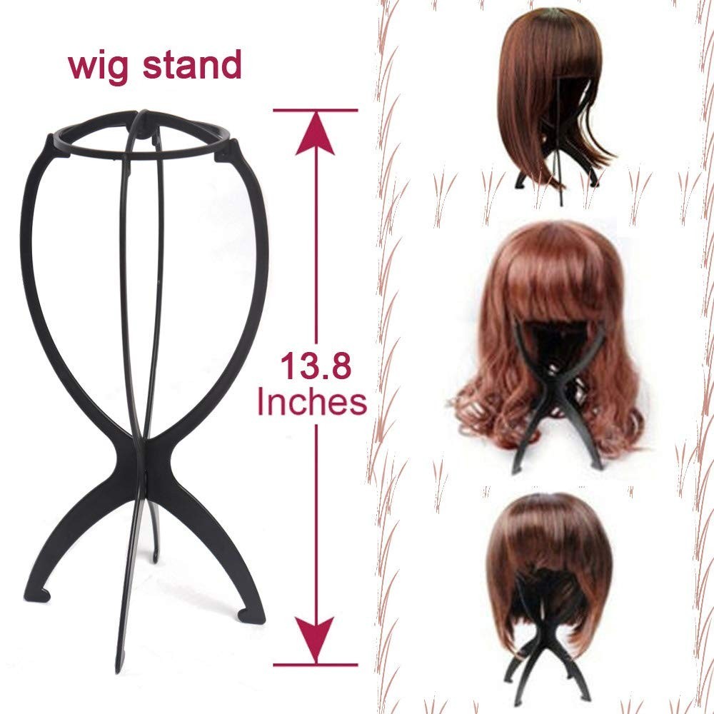 2PCS Wig Stand Portable Collapsible Holder Durable Display 13.8″ Black