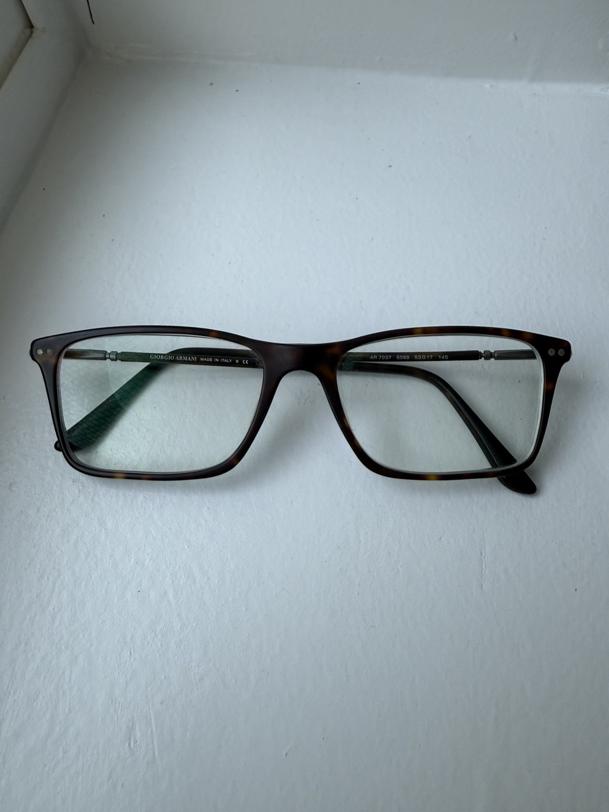 Giorgio Armani Rectangle Man Eyeglasses AR7037 5089 53mm Matte Dark Havana Frame