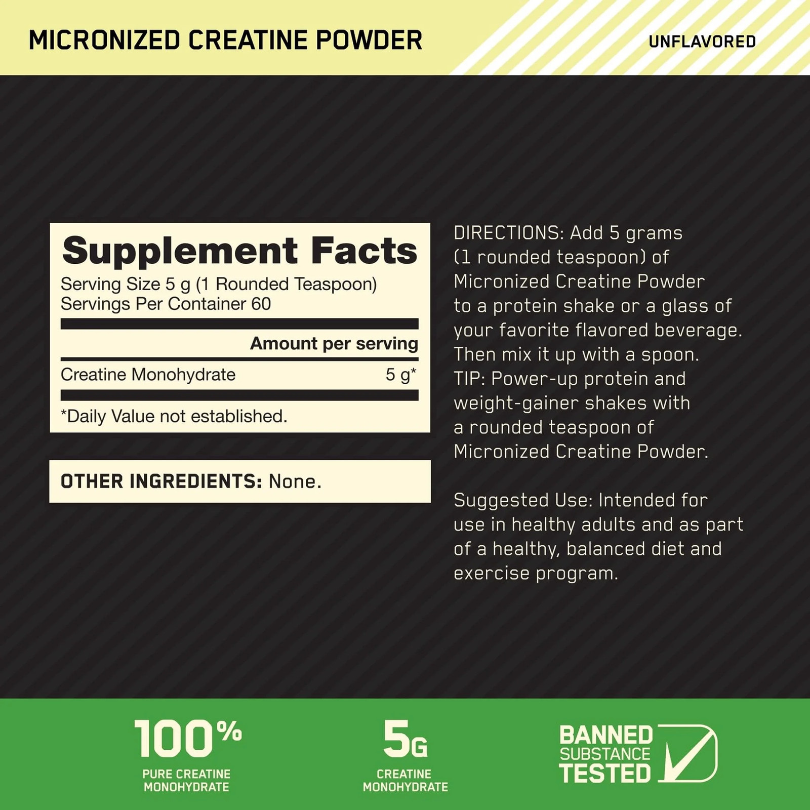 Optimum Nutrition Micronized Creatine Powder Unflavored 60 Servings