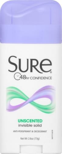 Sure Deodorant Invisible Solid, Unscented – 2.6 oz