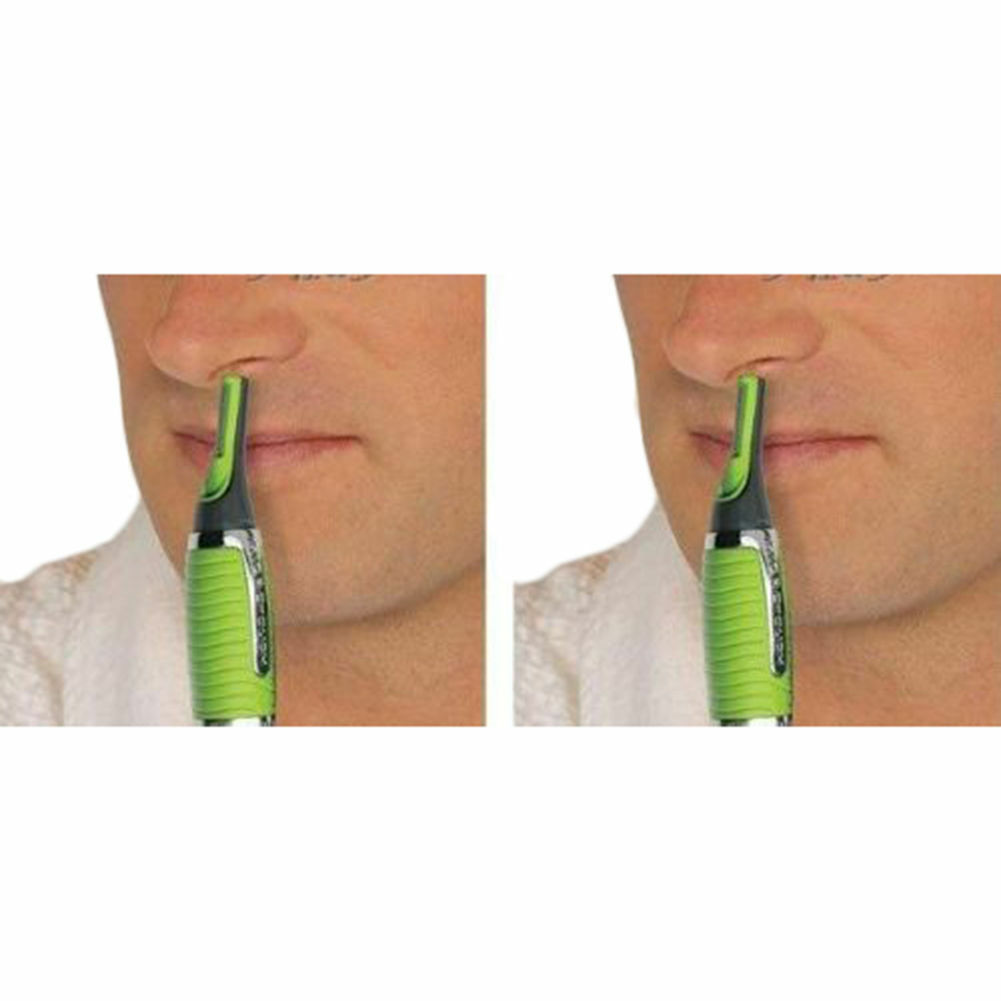 2PCS Men Nose Ear Face Neck Eyebrow Hair Mustache Beard Trimmer Shaver Clipper