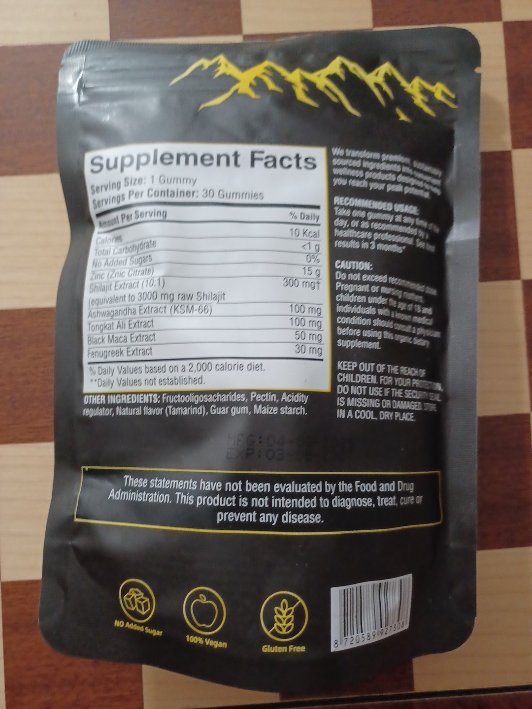 ULTIMAPEAK 3000MG Pure Himalayan Shilajit Gold. 30 Gummies Dietary Supplement.
