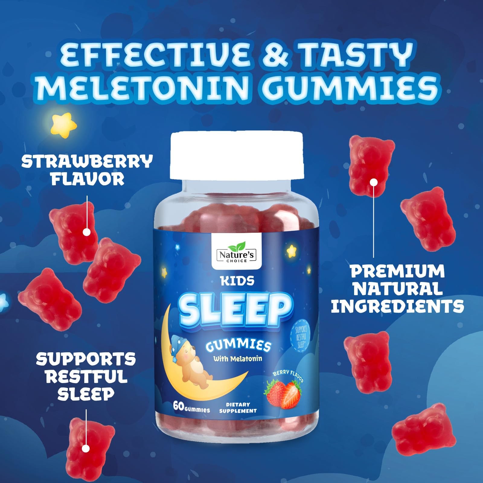 Kids Melatonin Gummies – 2mg Per Serving – 60 Count (Pack of 1)