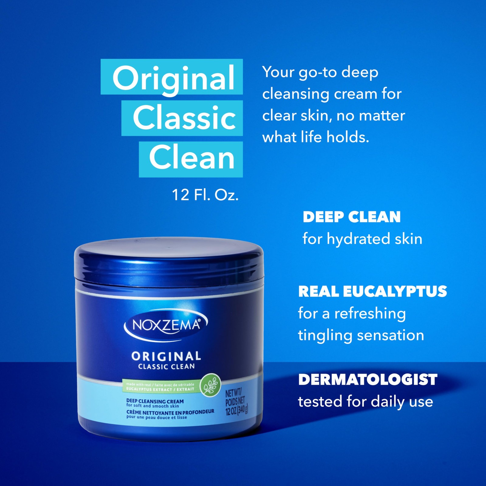 Noxzema Classic Clean Cream, Original Deep 12 Fl Oz (Pack of 1), Ivory