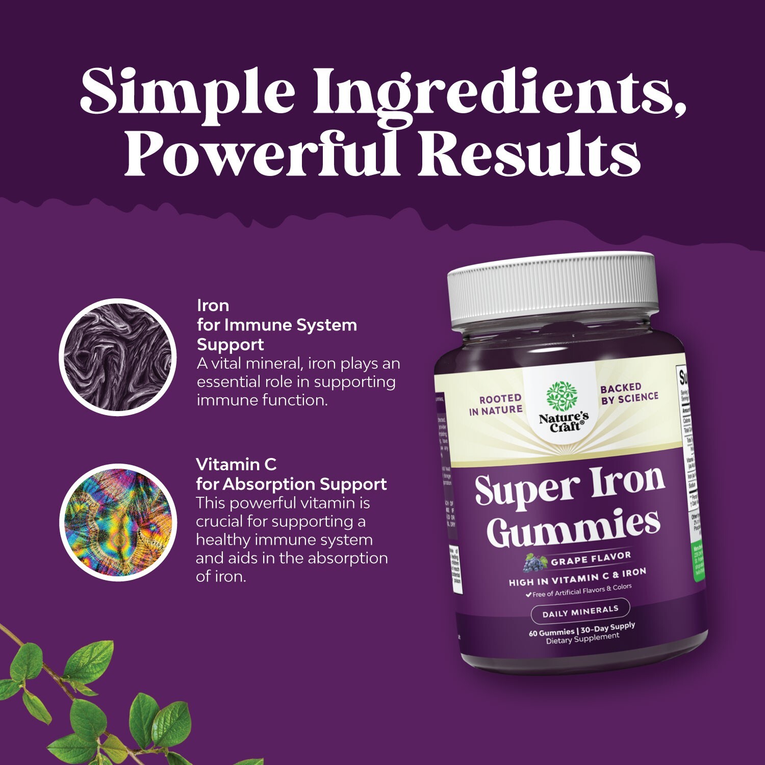 Delicious Iron Gummies for Women and Men – High Strength 45mg Per Serving