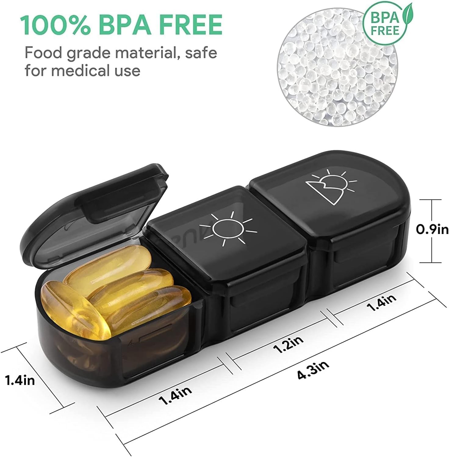 2 Pack Weekly Pill Box Organizer 3 Times a Day 7 day Medicine Organizer Case US