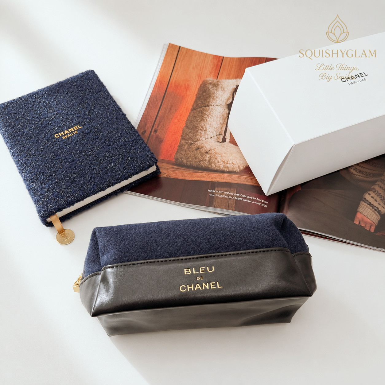 Bleu De Chanel Parfums VIP Toiletry Dopp Kit Navy Gold Zipper GWP New
