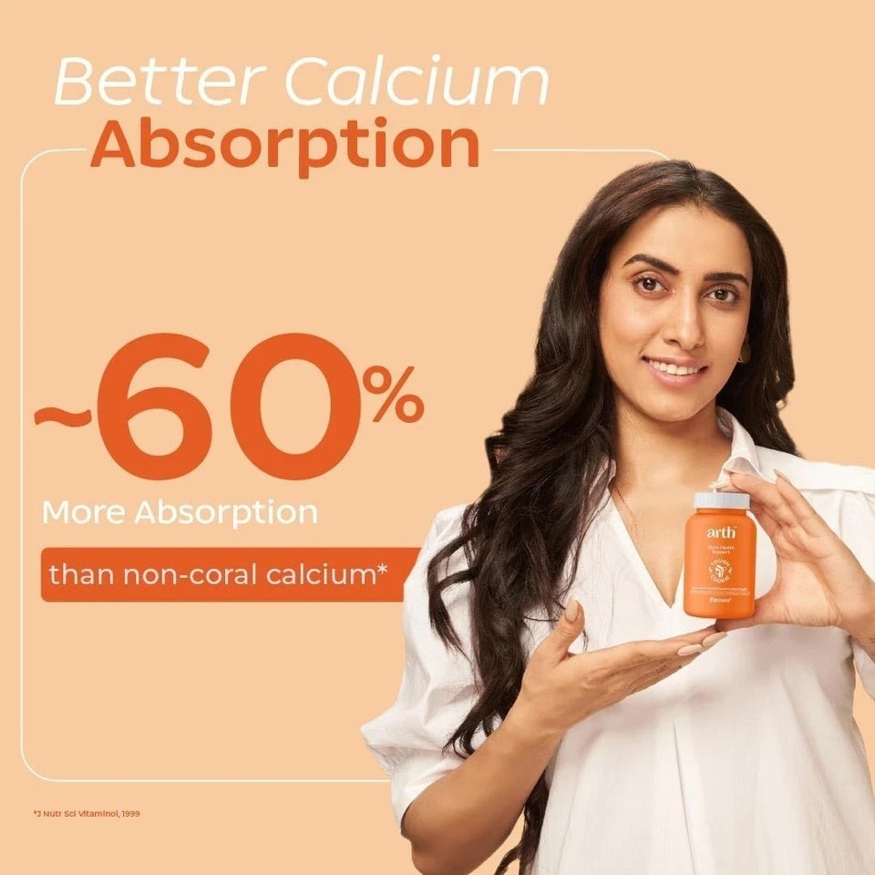 Emcure Arth Calcium & Vitamin D3 Supports Strong Bones, Muscles & Joints 60N Veg