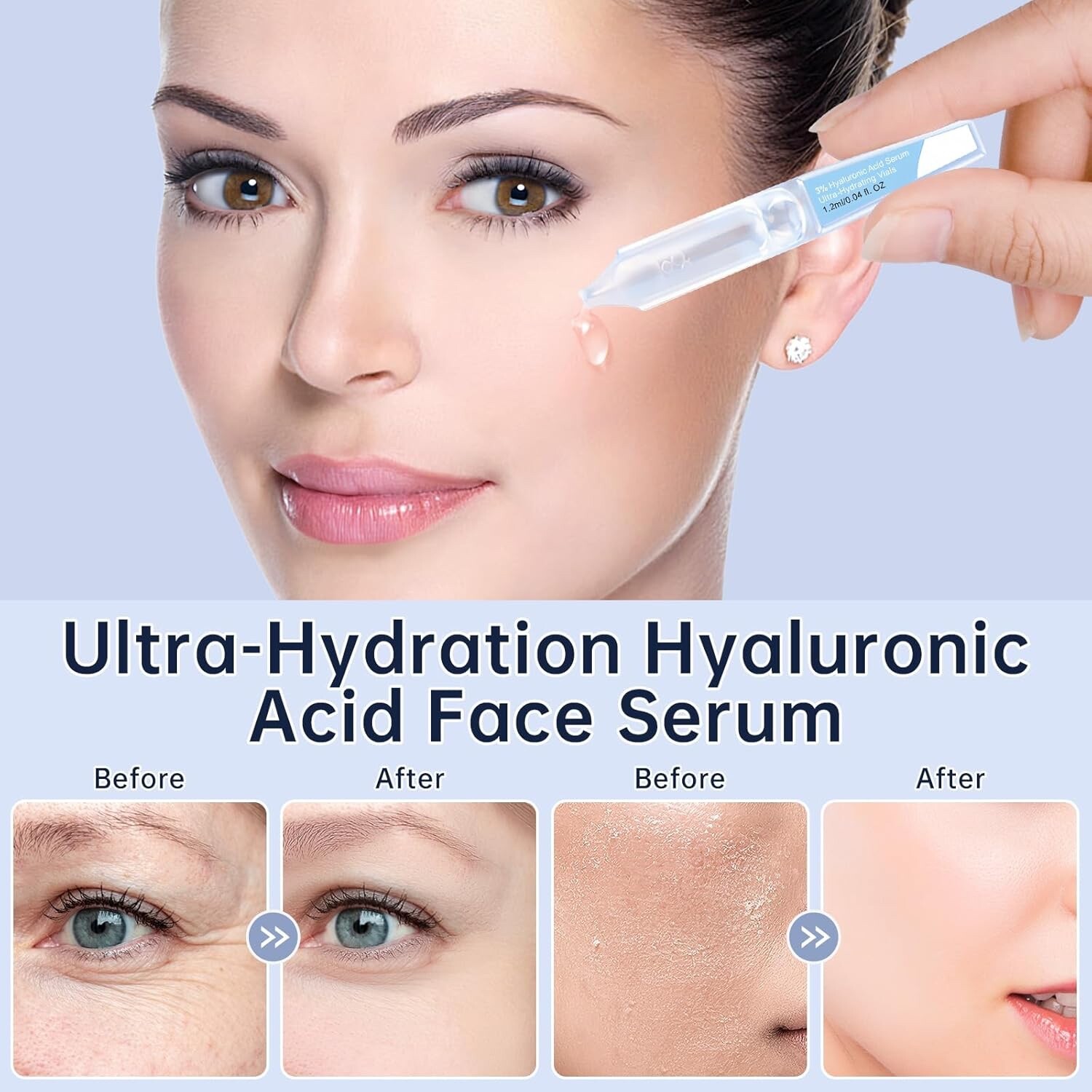 30PCS 5% Hyaluronic Acid Serum Vials – Moisturizing, Firming, Single-Use Tubes