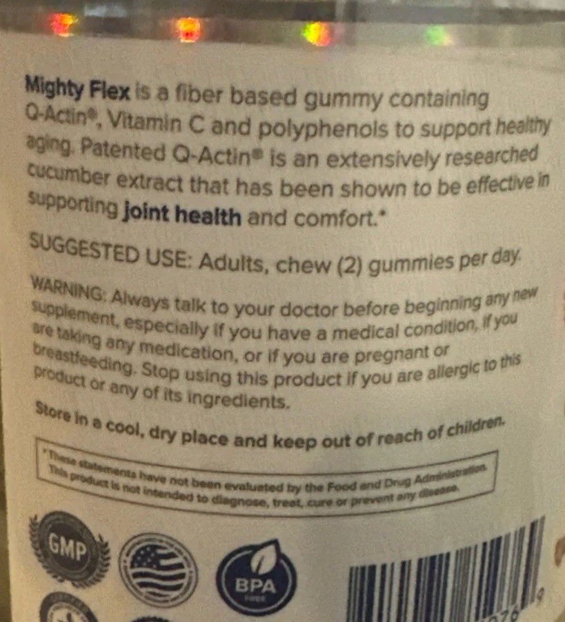 Authentic Gundry MD Mighty Flex Gummies 120 Count Blue Raspberry.