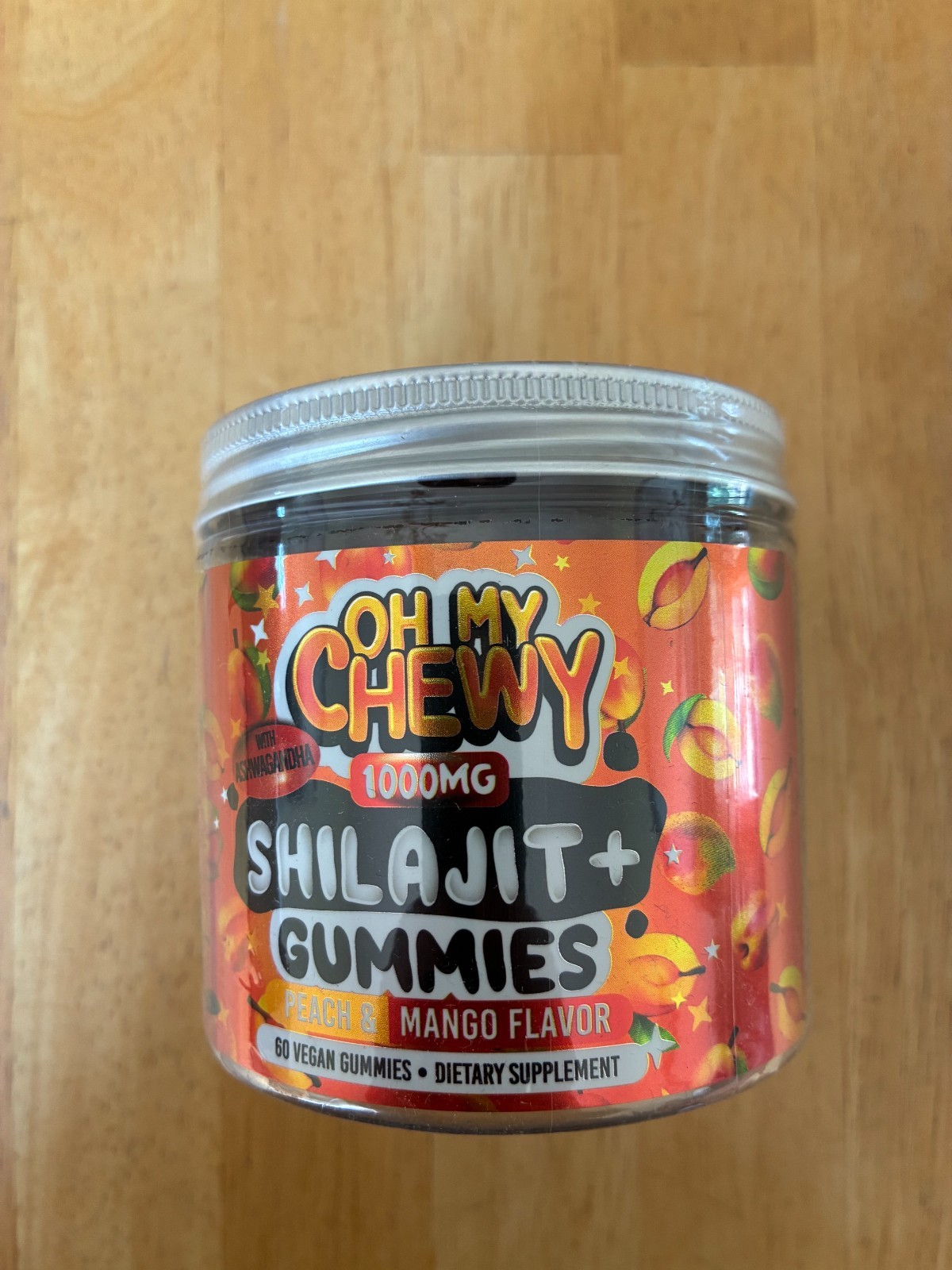 Oh My Chewy Pure Himalayan Shilajit Gummies with Ashwagandha Peach & Mango 60 ct
