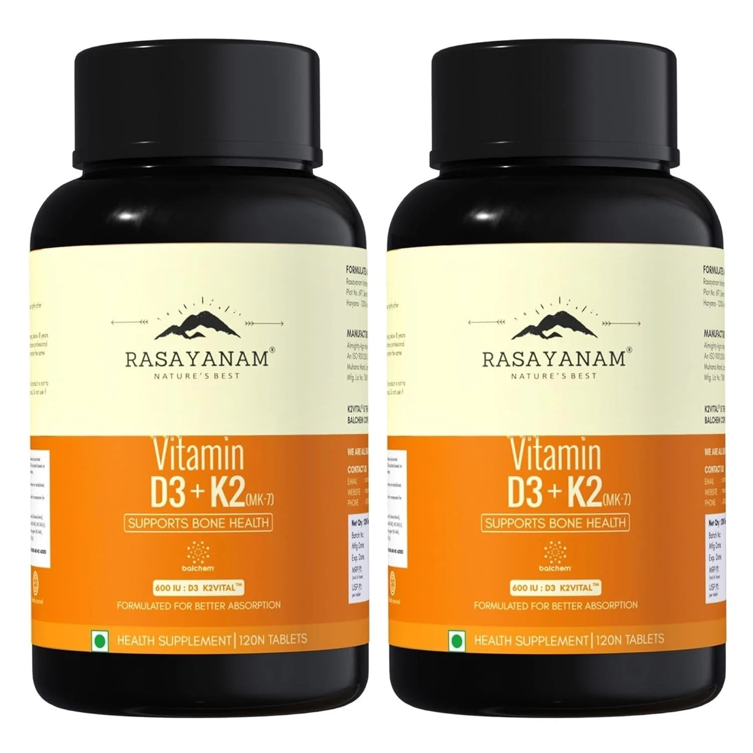 Vitamin D3 K2(MK-7) from Balchem, USA | For Bone Strength, Heart Health,Immunity