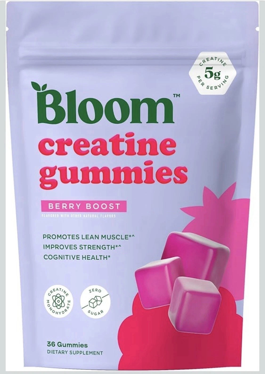 Berry Creatine Gummies 5g Per Serving, Zero Sugar, Gluten-Free