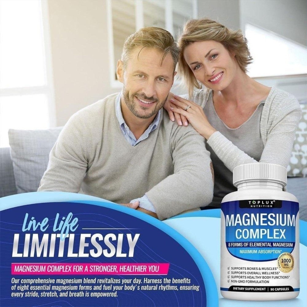3 Toplux Nutritional Magnesium Complex 1000mg Support & Elemental Magnesium-