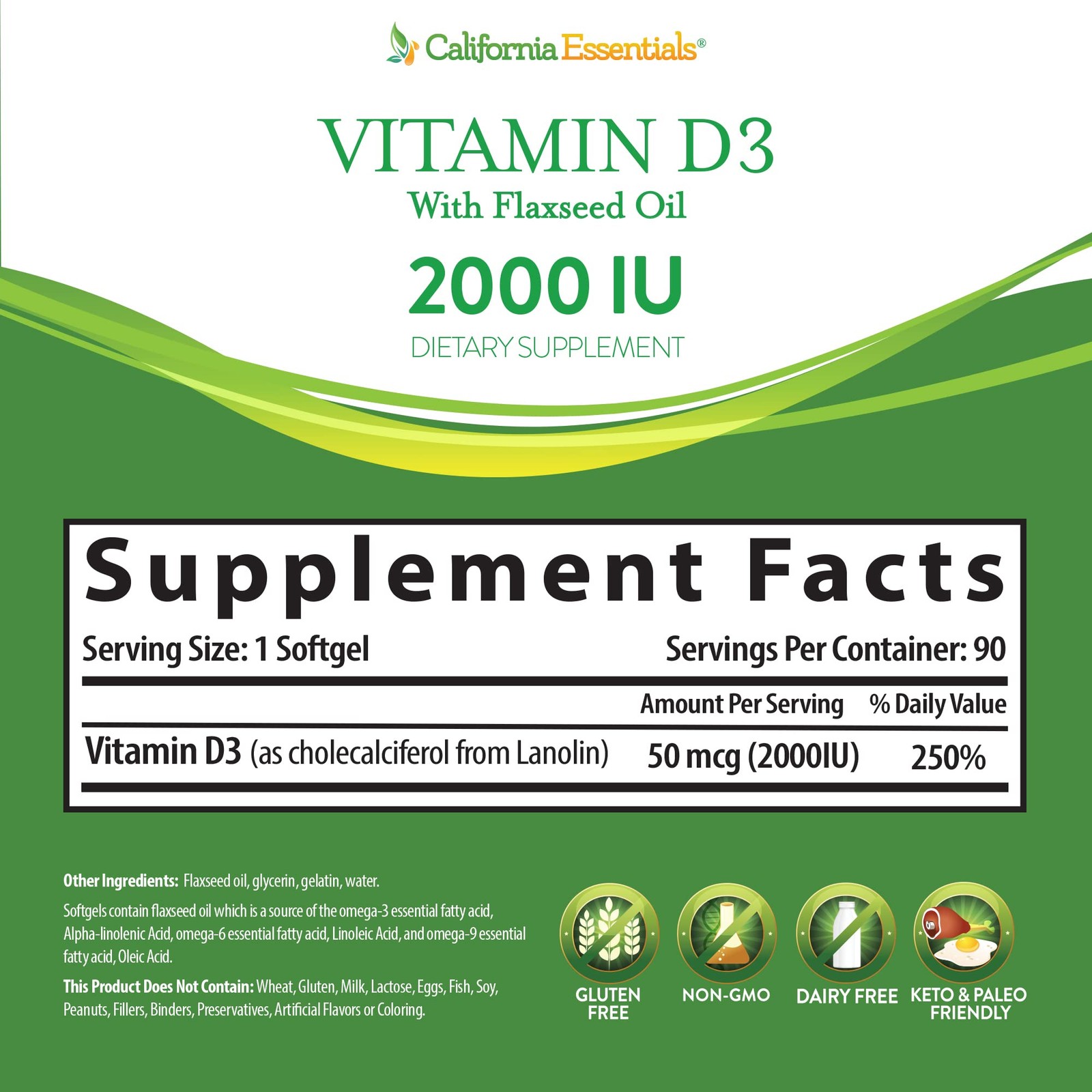BOOST IMMUNITY & BONE HEALTH-VITAMIN D3 2,000iu SOFTGEL IN FLAXSEED OIL