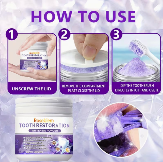 2PCS Purple Tooth Whitening Powder for Sensitive Teeth & Fresh Breath Oral Care