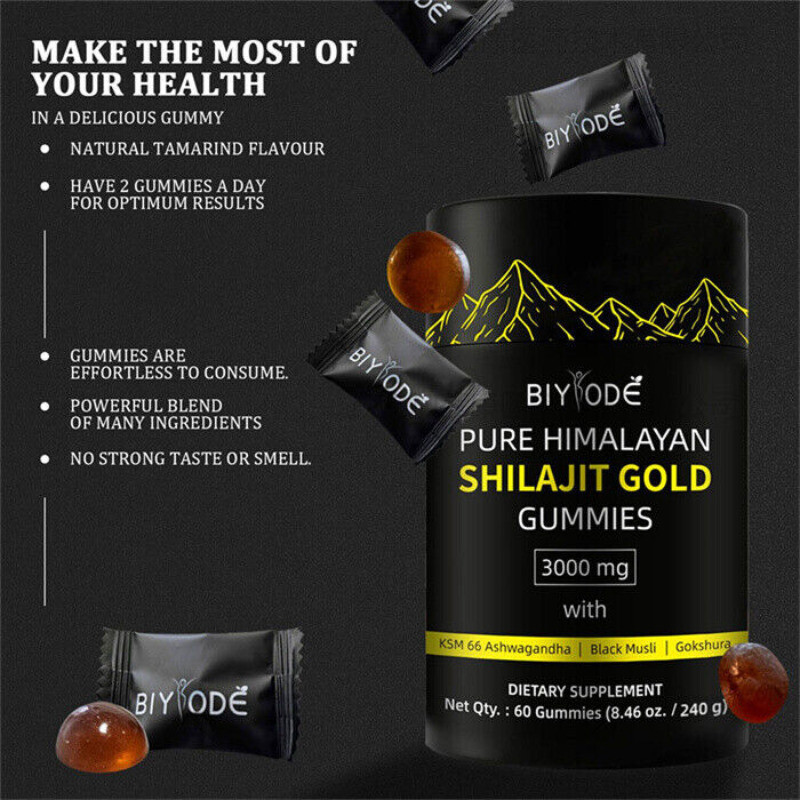 Himalayan Shilajit GOLD Gummies 3000 mg Fulvic Acid for Energy Boost Immune Men