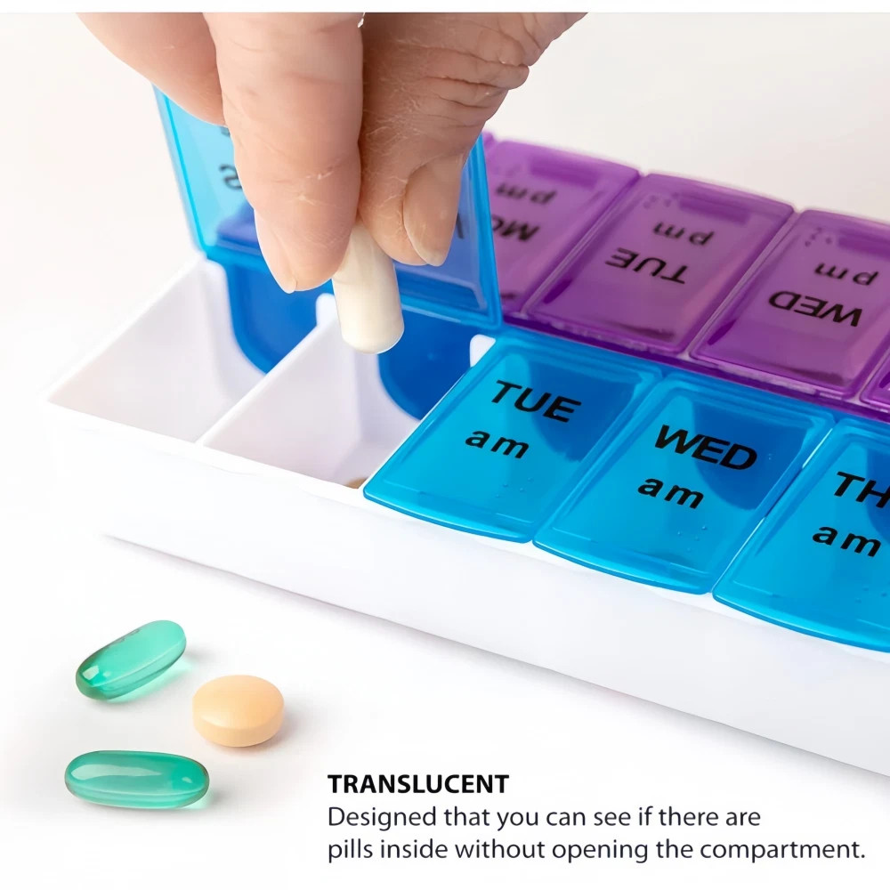 1~3 PC Weekly Pill Box Organizer Twice a Day 7-Day AMPM Medicine Organizer Case