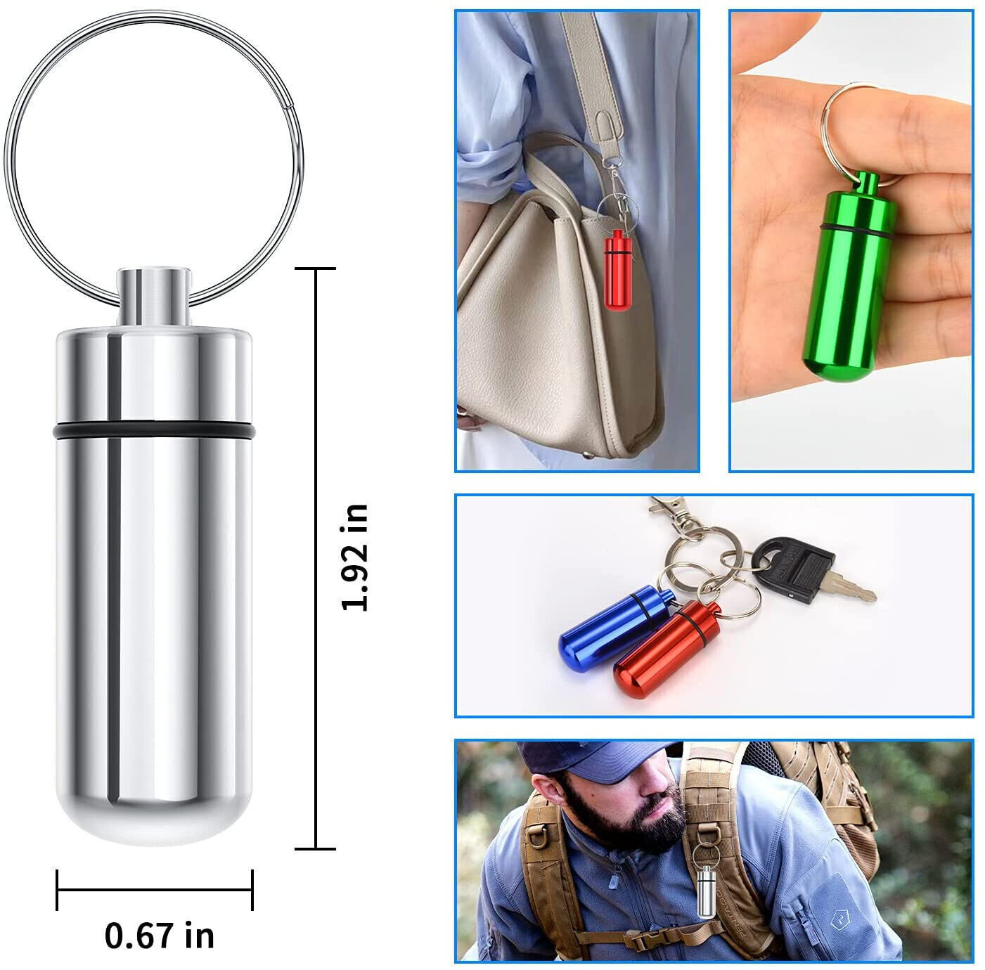 5 / 10PCS outdoor Pill box Keychain Medicine Case Bottle Drug Holder container
