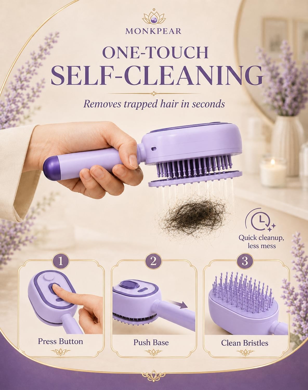Electric Spray Air Cushion Massage Comb, Self-Cleaning Anti-Tangle Hair Brush