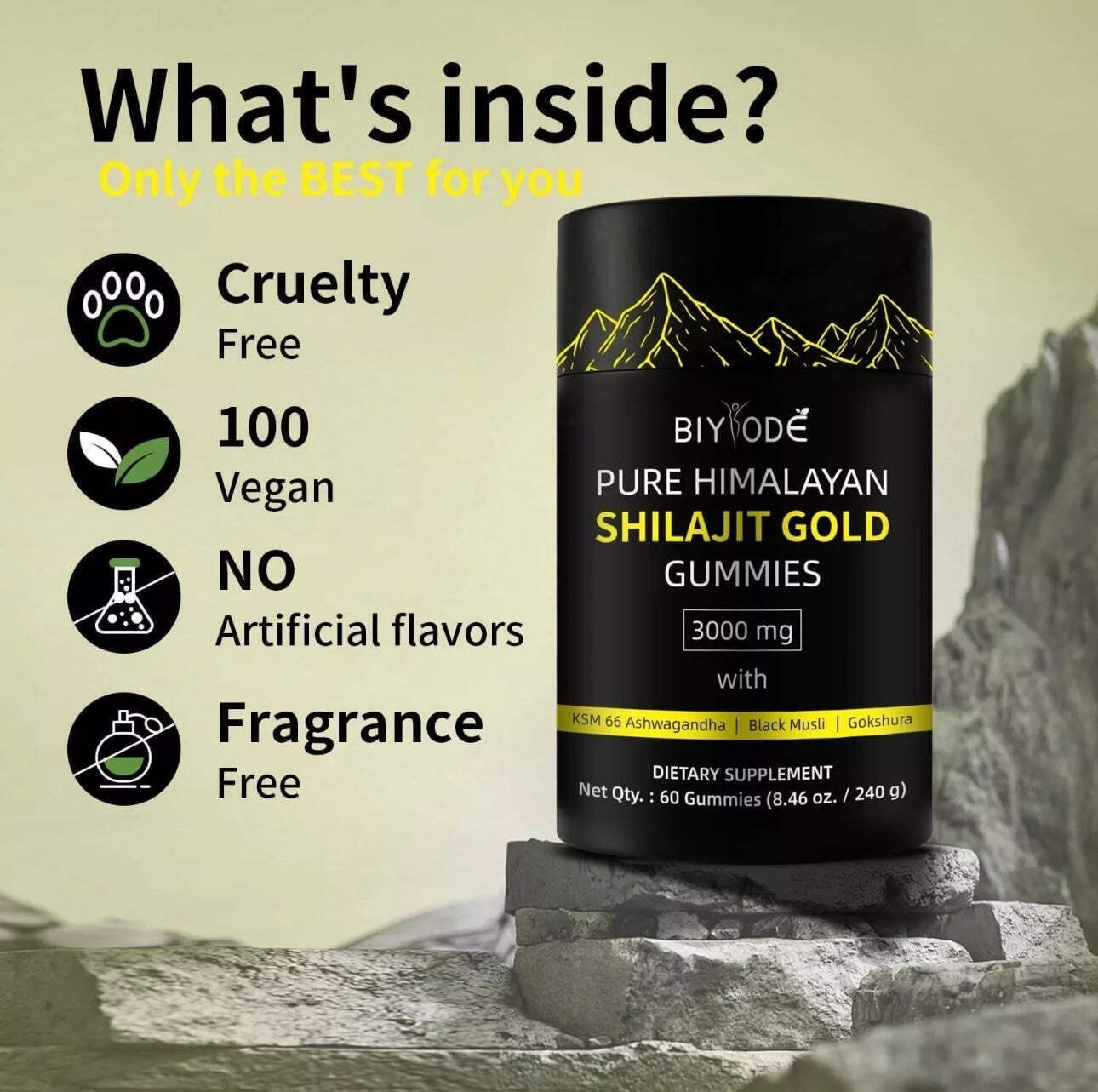 Himalayan Shilajit GOLD Gummies, Organic, Extremely Potent 3000 mg, Fulvic Acid