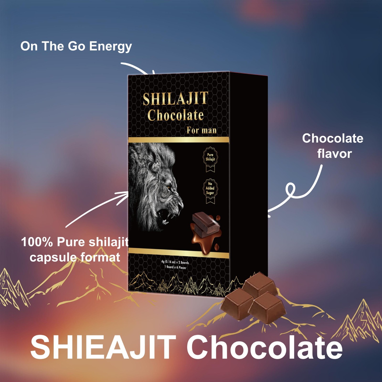 DEZEN Organic Shilajit Chocolate with Ashwagandha & Honey 12 Pcs