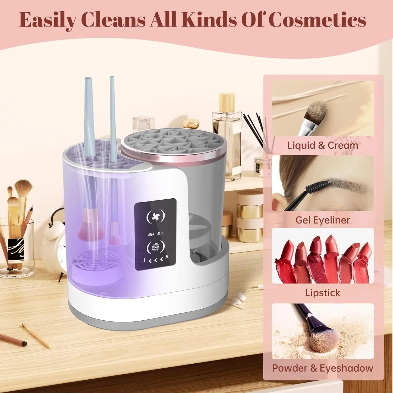 Electric Makeup Brush Cleaner Automatic Cosmetic Brush Washer Fast Drying