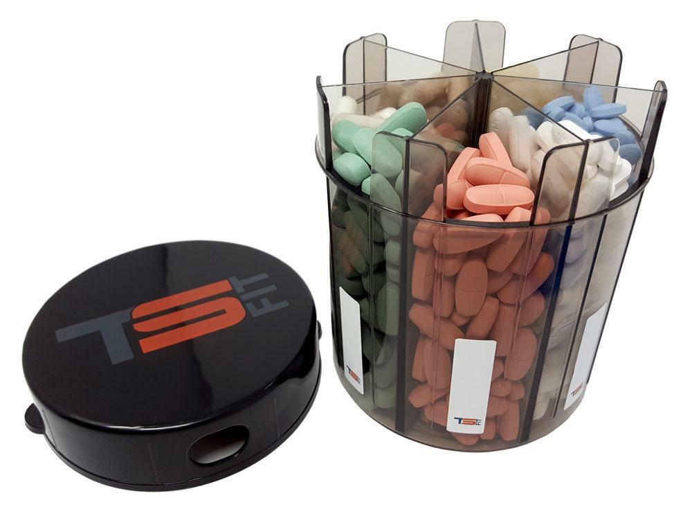 Monster Supplement Medication Pill Organizer Dispenser, 7 Compartments w/ Labels