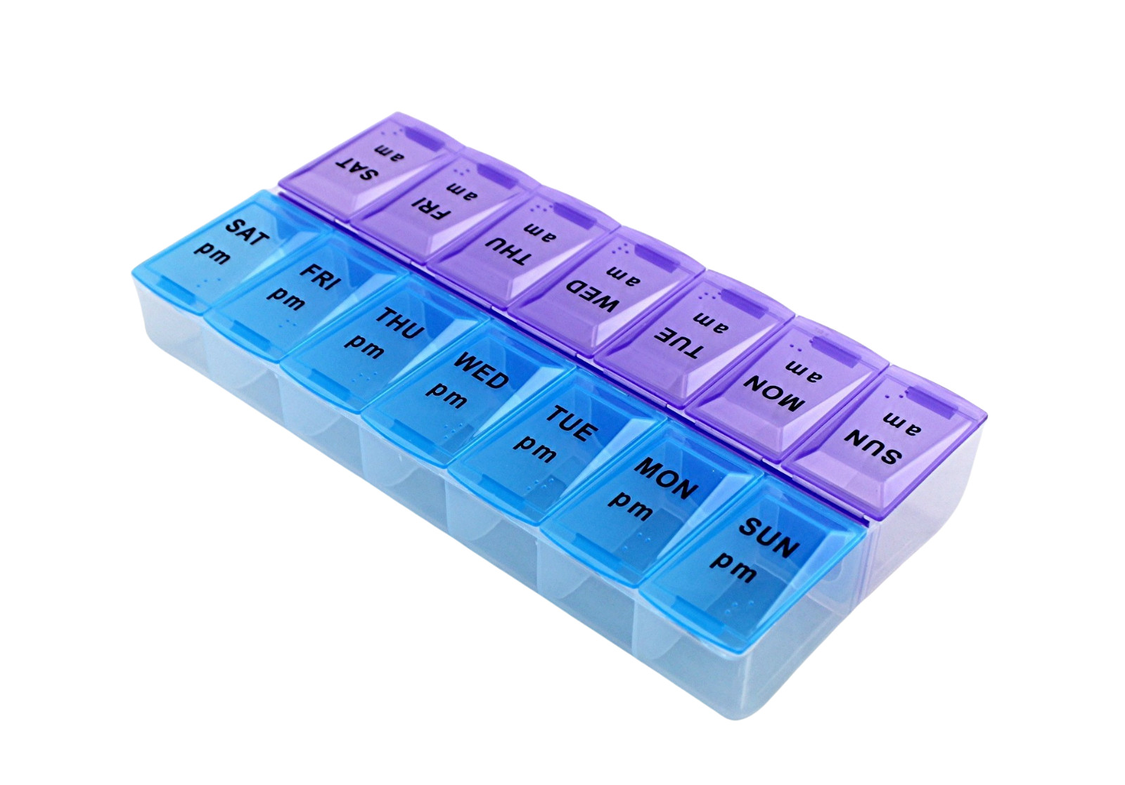 Jumbo Extra Large 7.5″ x 4″ Pill Organizer 7 Day 2 Times a Day Weekly Pill Box