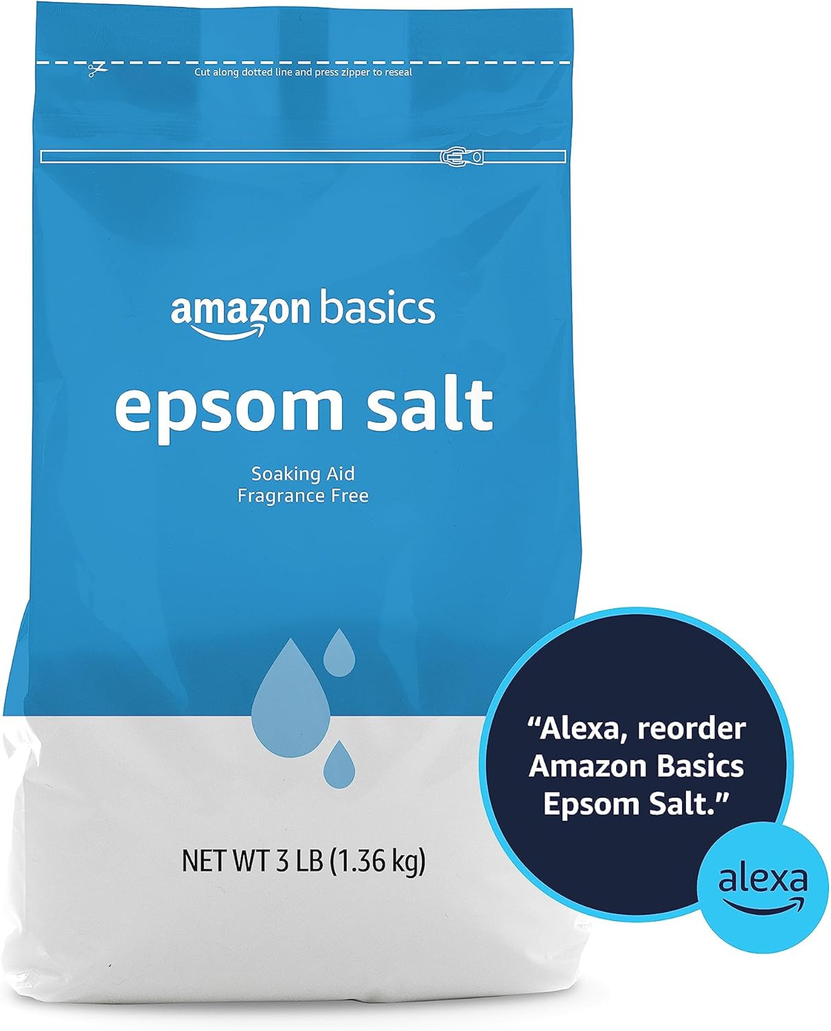 BIG SALE! Amazon Basics Epsom Salt Soak Unscented, Magnesium Sulfate USP 3 Pound