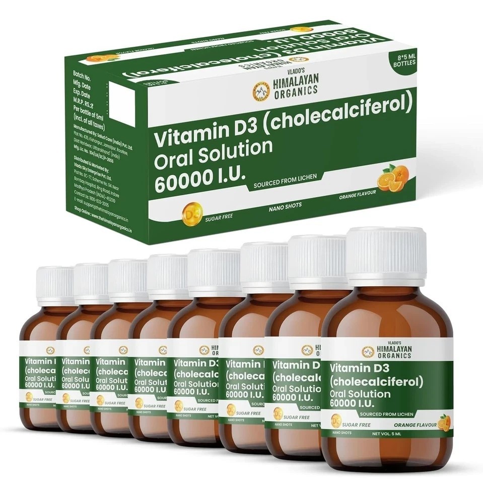 Vitamin D3 60000 IU Shots | Cholecalciferol Vitamin D3 60000 IU Supplement (8x)