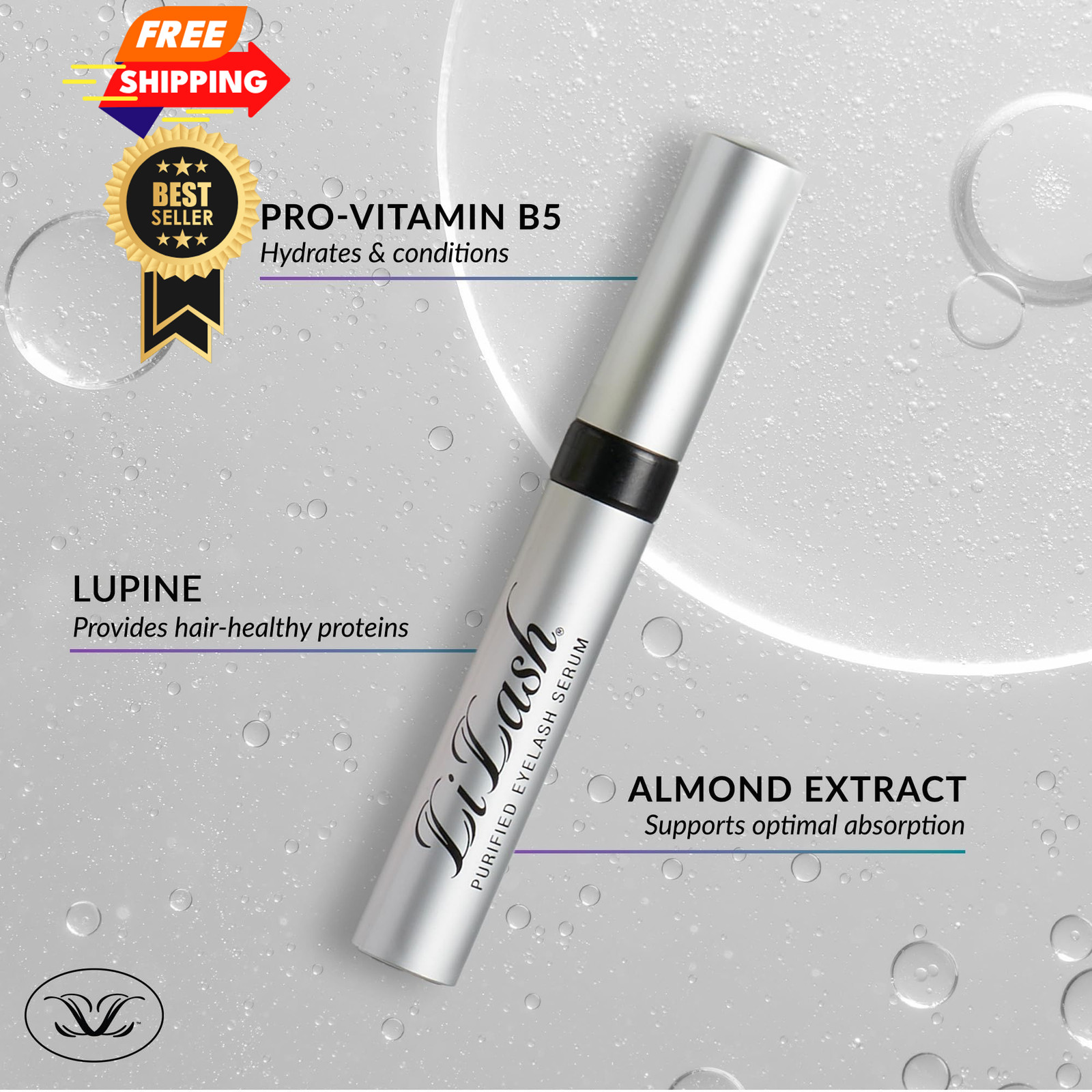LiLash Purified Eyelash Serum for Longer & 0.07 Fl Oz (Pack of 1), Clear