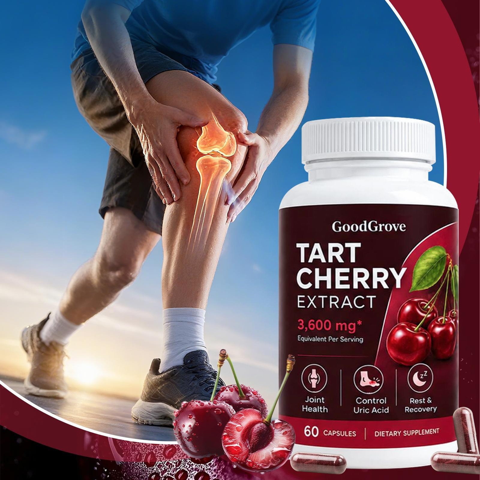 Good Grove Tart Cherry Extract,Goodgrove Tart Cherry Cold Extracted,60 Capsules