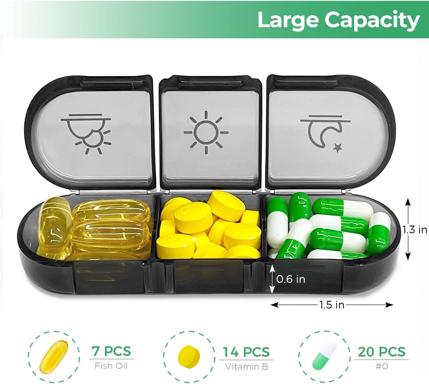 2 Pack Weekly Pill Box Organizer 3 Times a Day 7 day Medicine Organizer Case US
