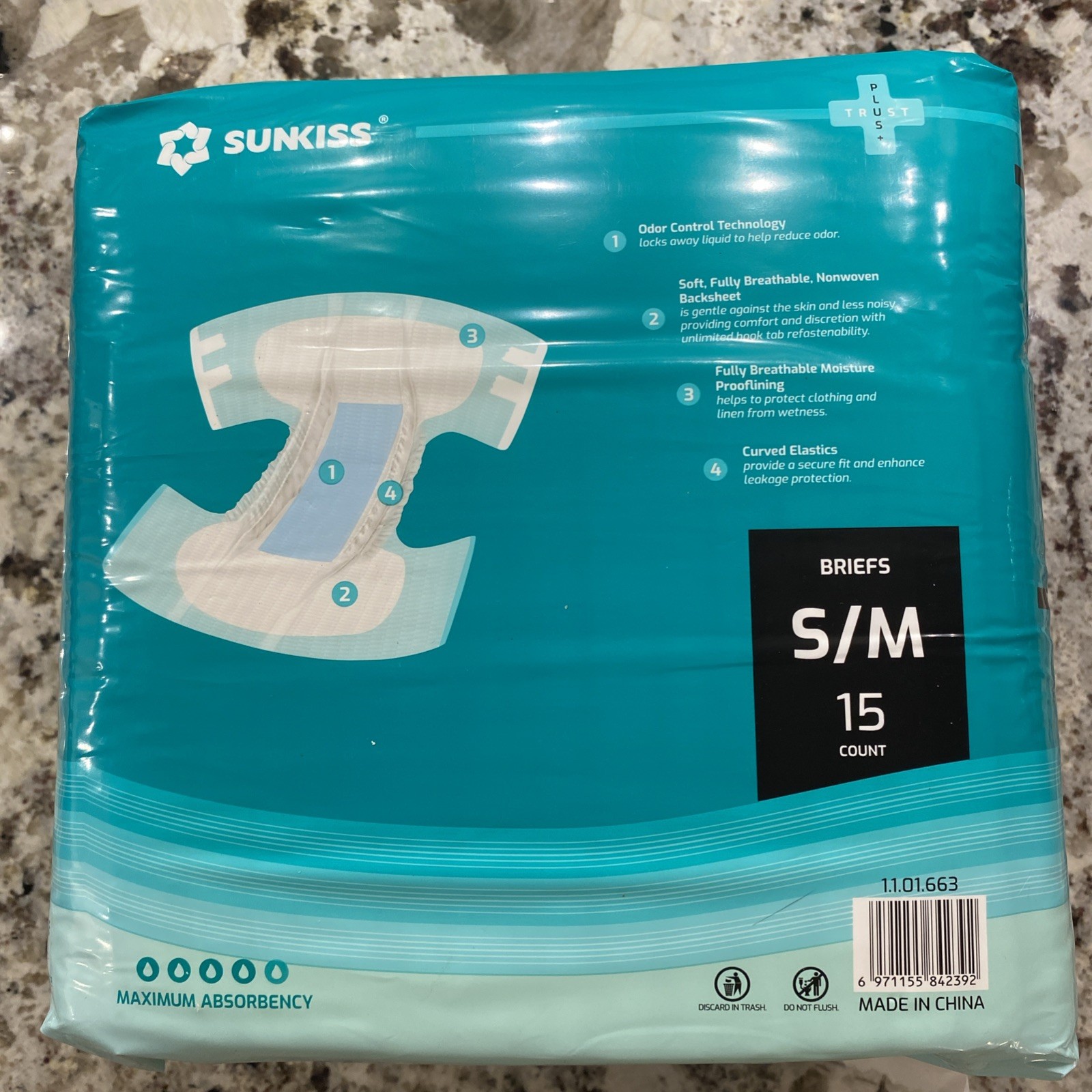 SUNKISS TrustPlus Adult Diapers Unisex Size S/M 28”-34” 15CT