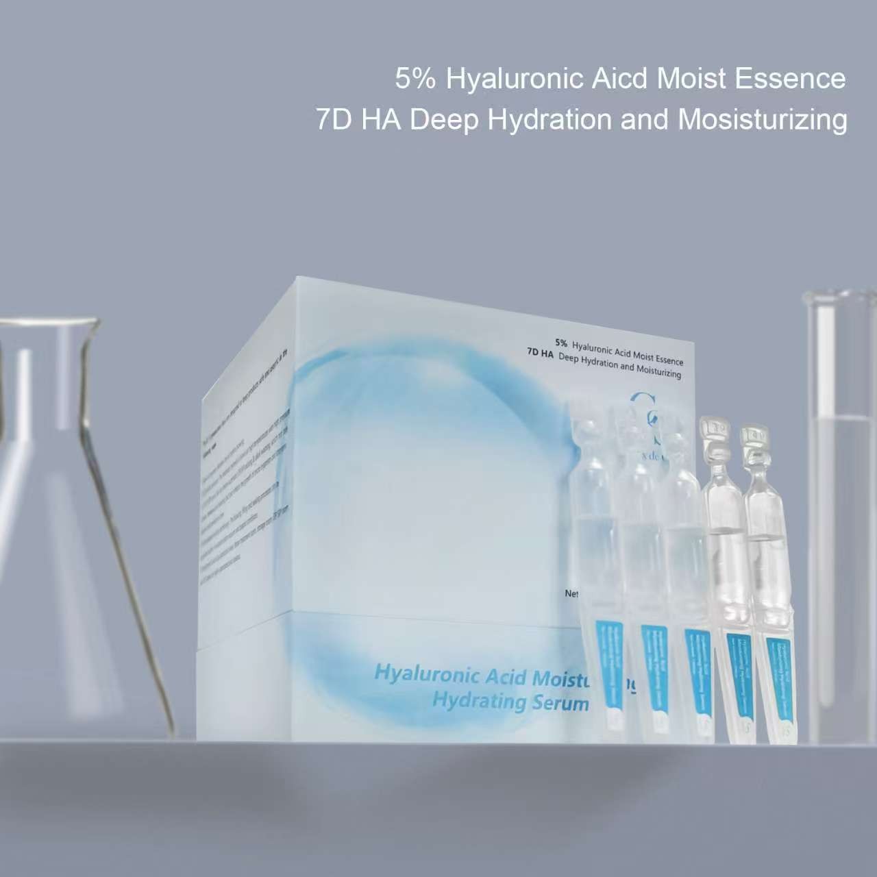 30PCS 5% Hyaluronic Acid Serum Vials – Moisturizing, Firming, Single-Use Tubes