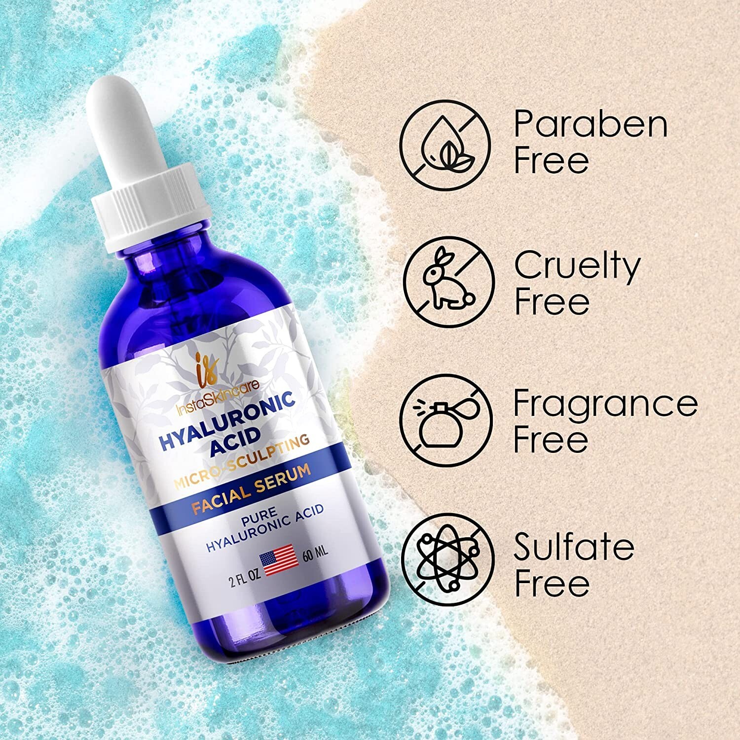 Hyaluronic Acid Anti-aging Serum for Face – 100% Pure Medical Formula – 4 x 2oz