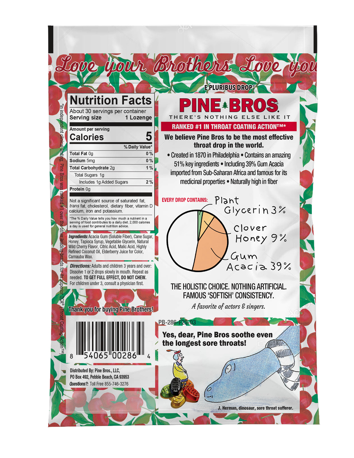 Pine Bros Softish Throat Drops Value Size Wild Cherry — 30 Drops (Pack of 6)