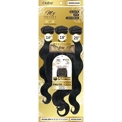 100% Human hair Mytresses Gold Label Natural Body Closure