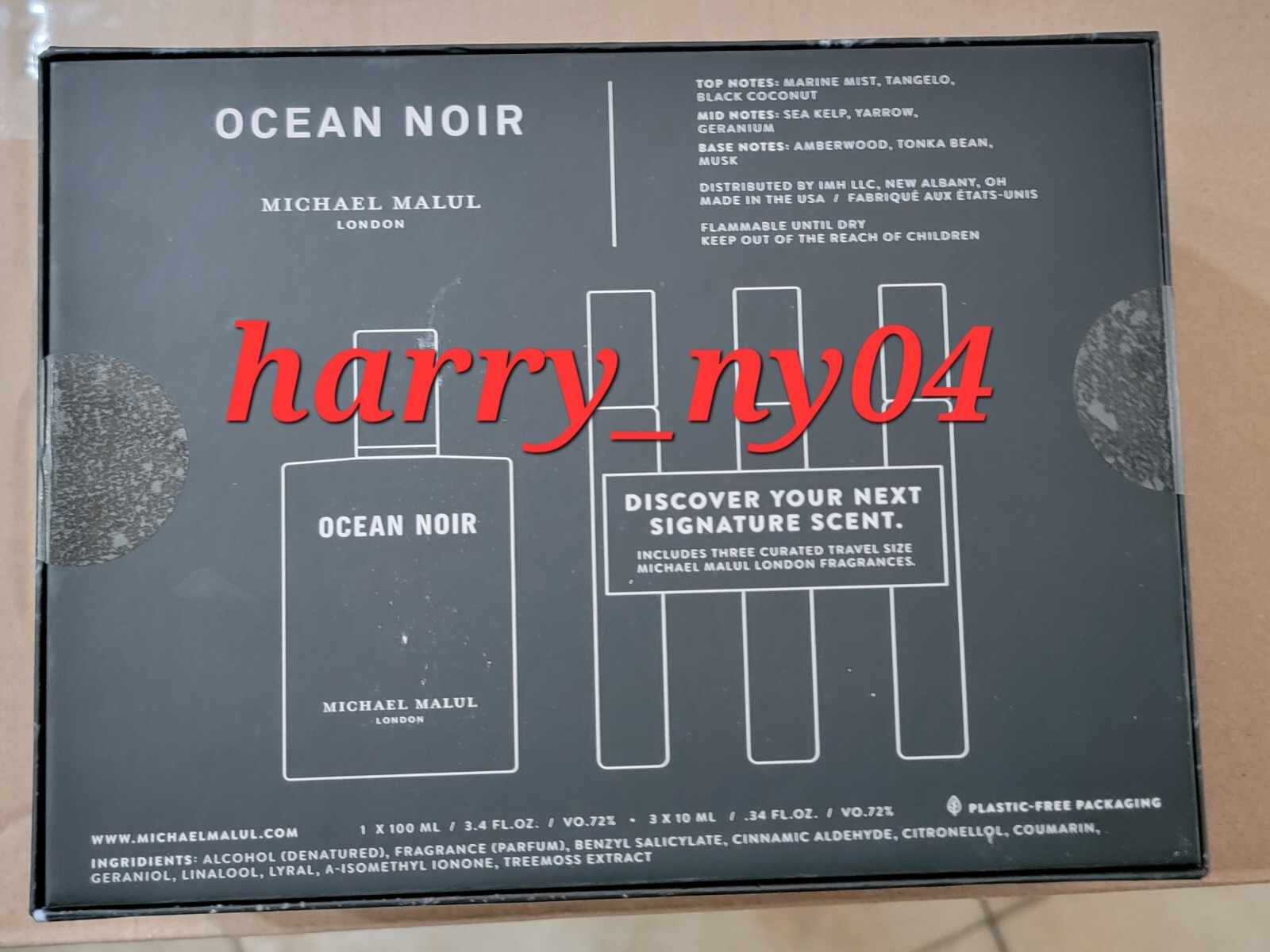 OCEAN NOIR By MICHAEL MALUL LONDON 3.4 oz 100 ML Edp + 3x TRAVEL SPRAY(4PC SET)