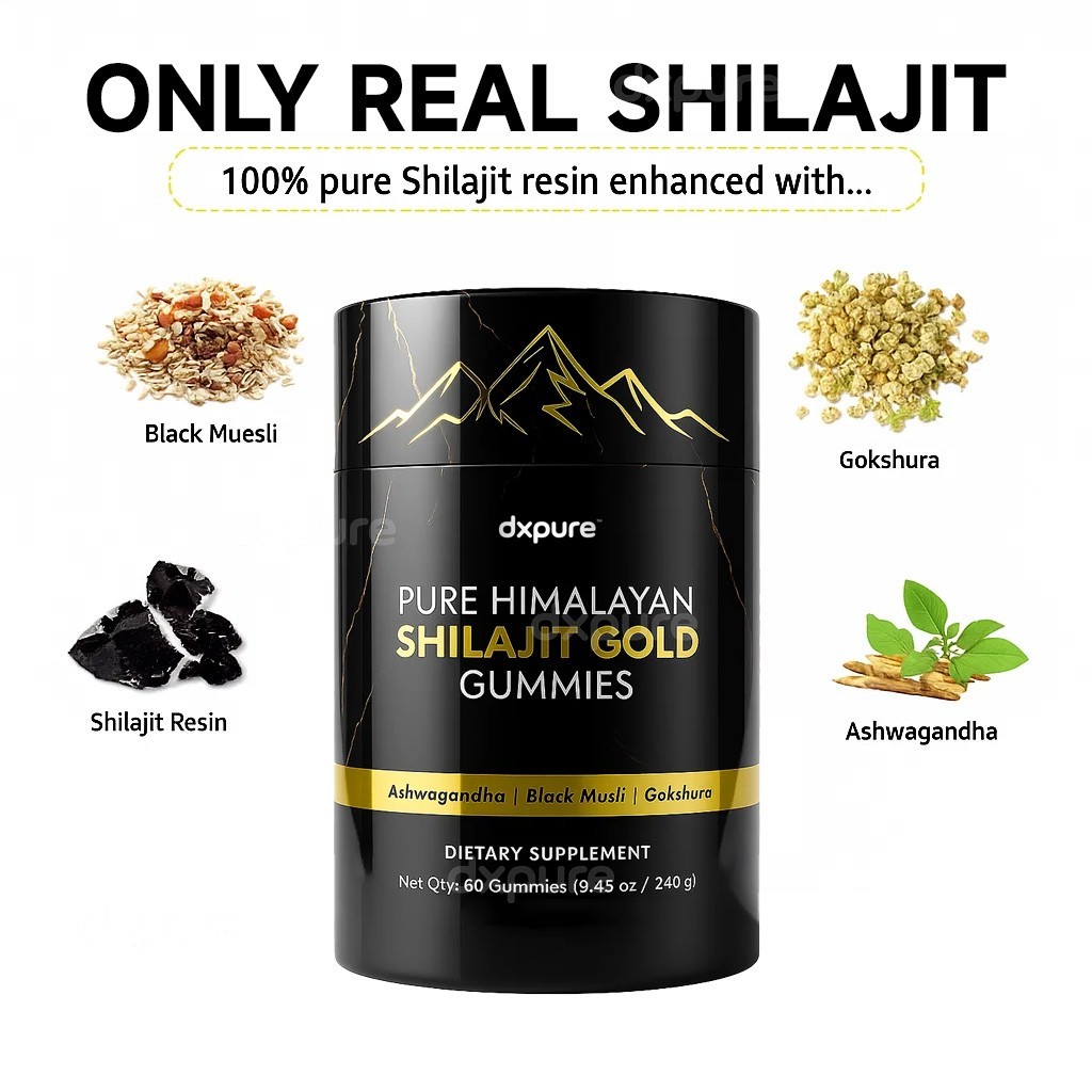 Pure Himalayan Shilajit Gold Gummies 3000mg With Ashwagandha Gokshura