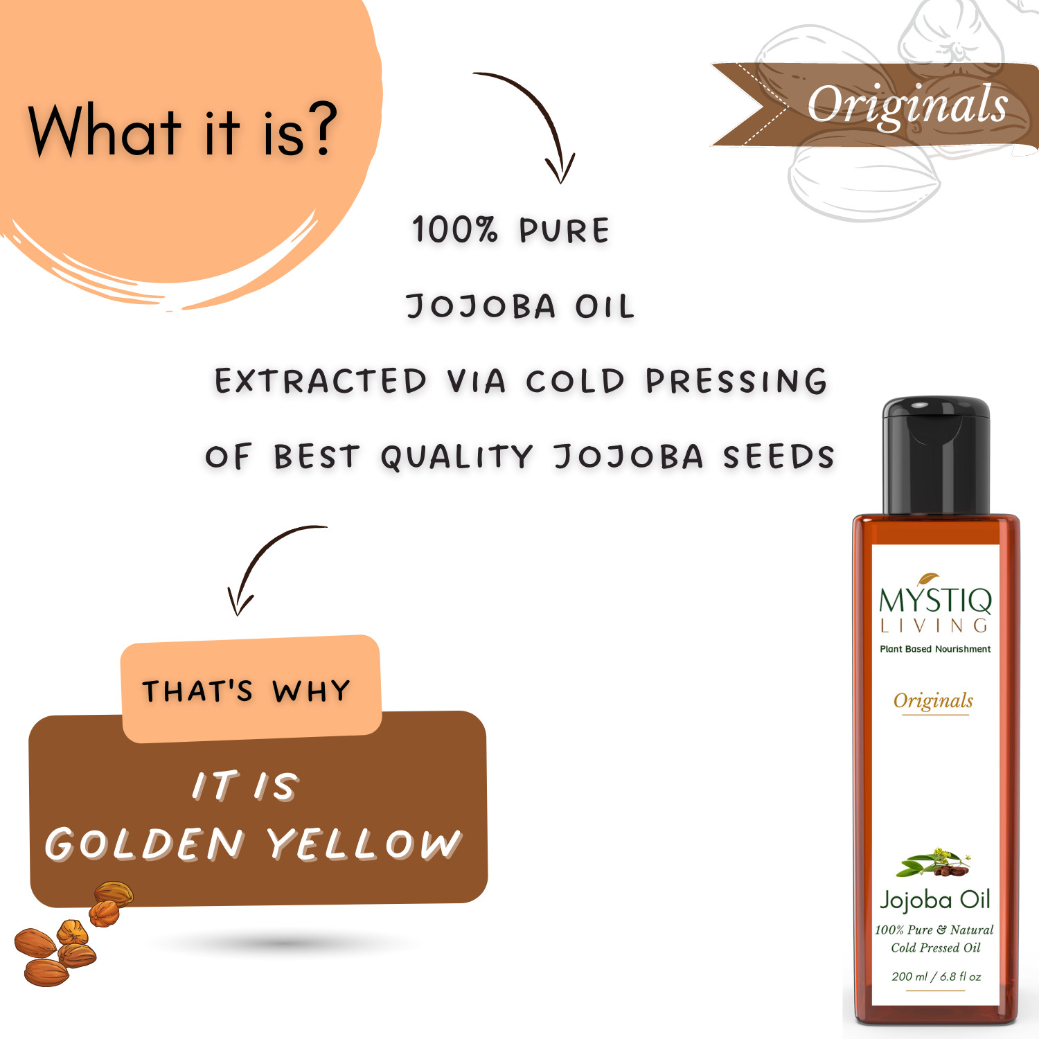 Mystiq Living Originals – Jojoba Oil – 200 ML