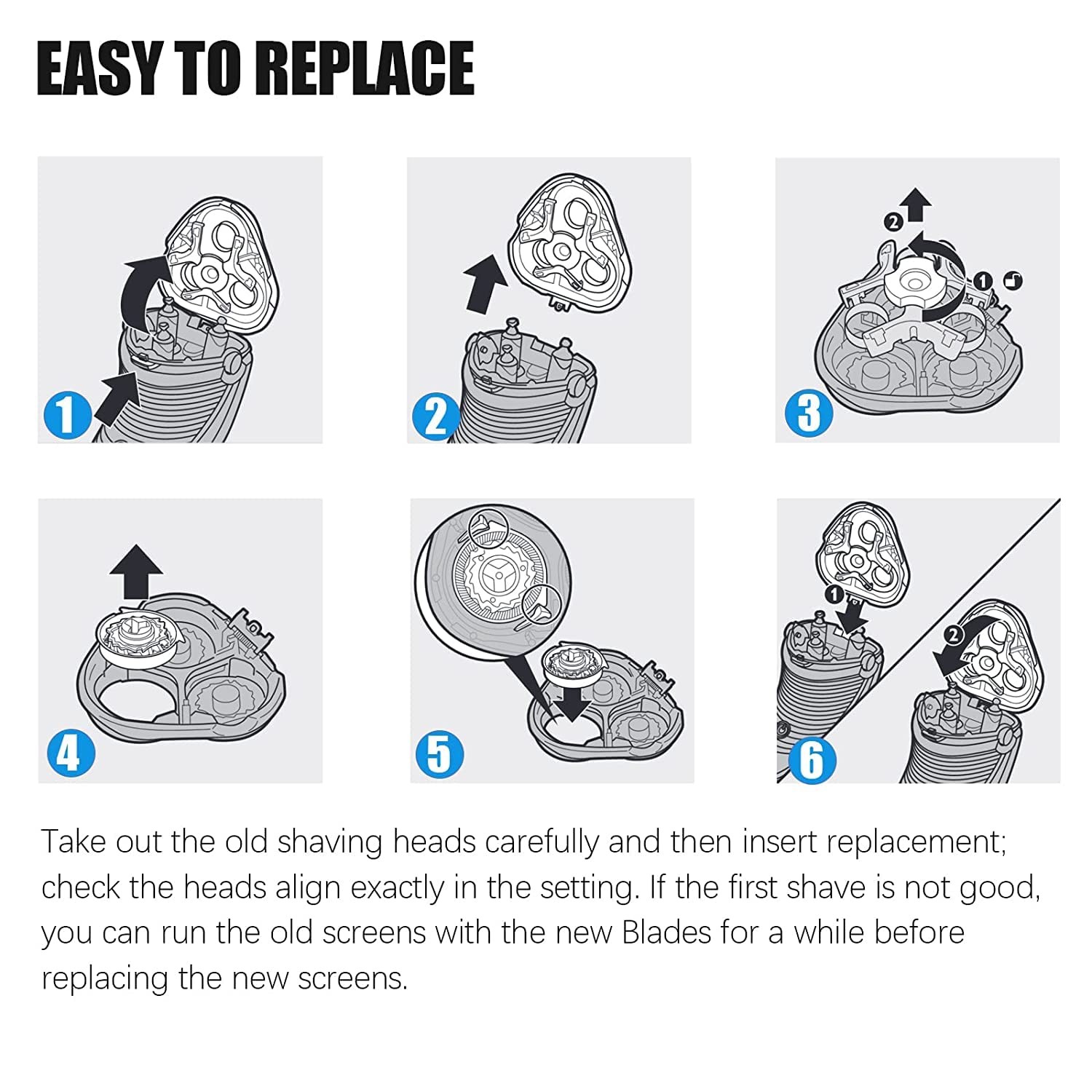 Tuchaolan HQ8 Shaver Heads Replacement for Norelco 1 Count (Pack of 3)