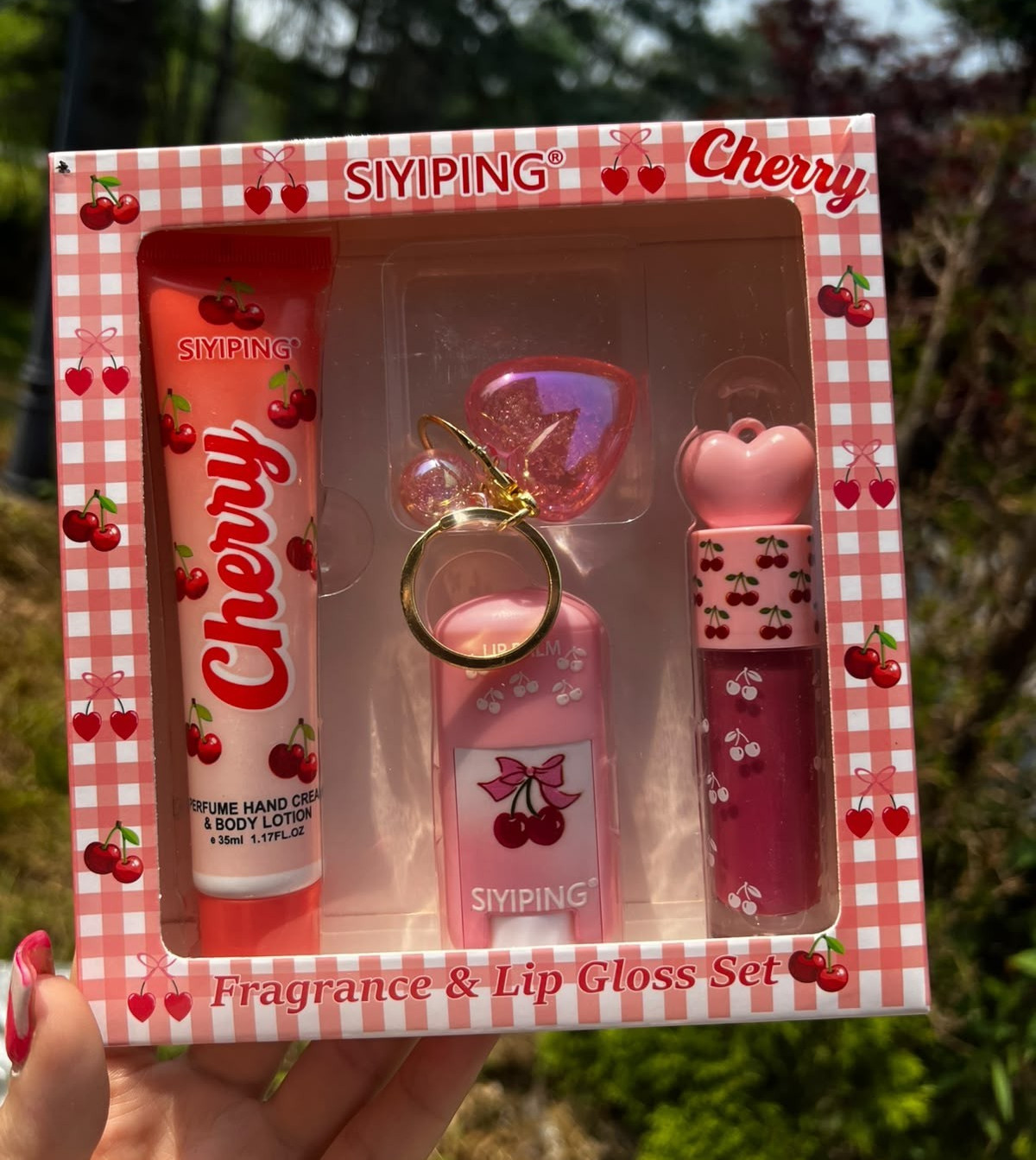 SIYIPING Cherry Shimmer Lip Gloss Set, Red Pink Purple Shades
