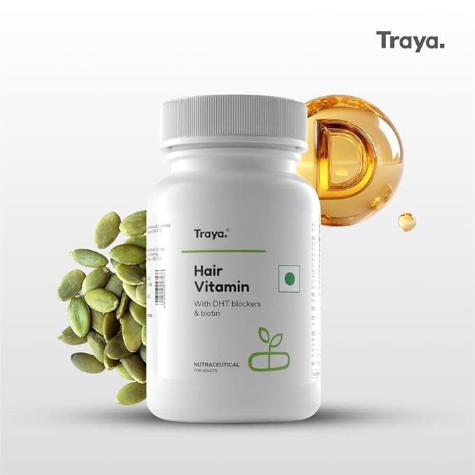 TRAYA hair vitamin with dht blockers & biotin 30capsules