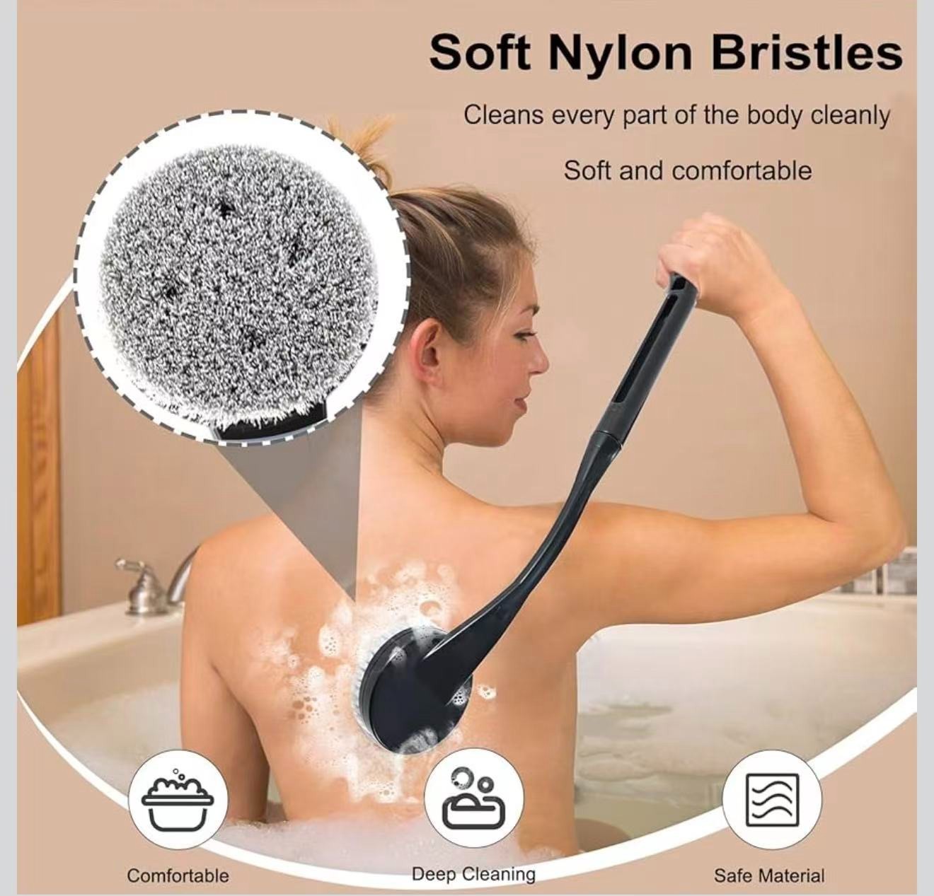 Back Scrubber for Shower,20.5″ Long Handle Shower Brush for Body for Deep Clean,
