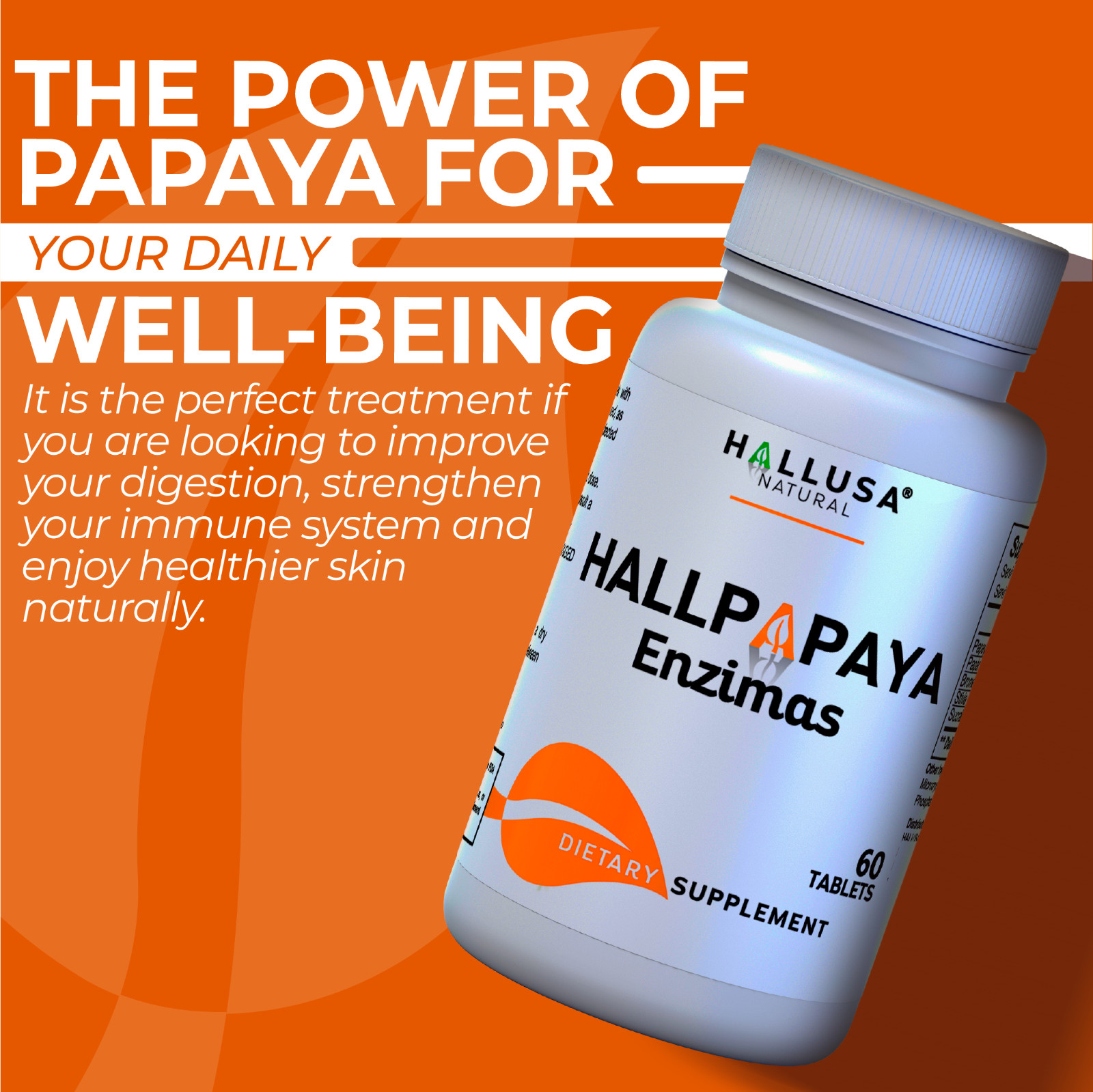 PAPAYA Enzymes – Digestive Health – Bloating and Heartburn – 60 Tab