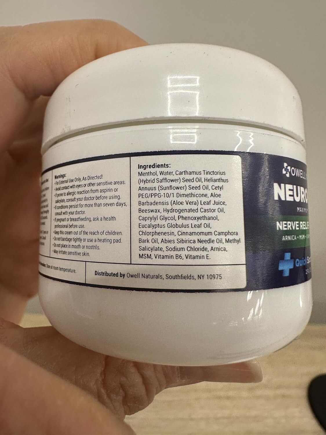 OWELL NATURALS Neuropathy Nerve Pain Relief Cream for Feet, Leg, Max Strenght