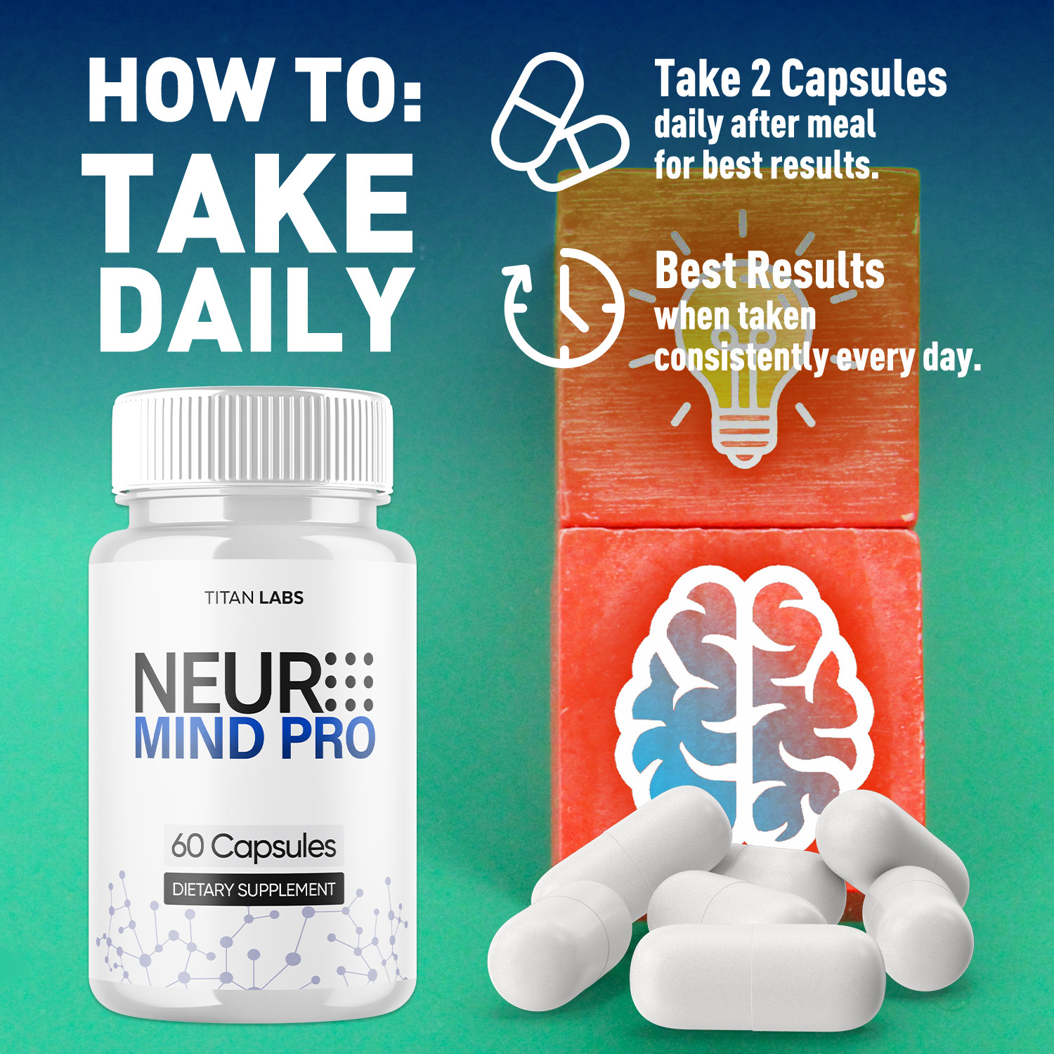(1 Pack) Neuro Mind Pro Nootropic Natural Brain Formula Supplement 60 Capsules